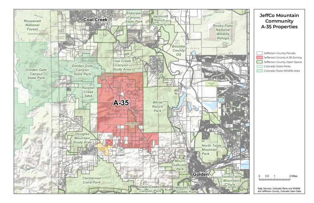 Map of A-35 zoned properties in the North Mountains Community